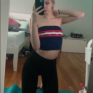 PINK striped tube top xs